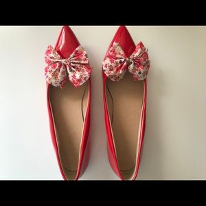 Patent Red Pointy Toe Flats